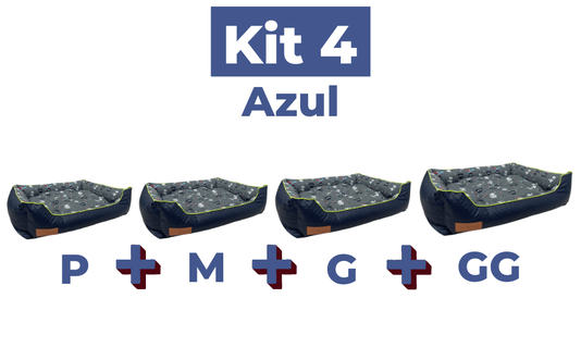 Cama Pet Retangular da Linha Space Azul Marinho - Com Zíper - Kit 4